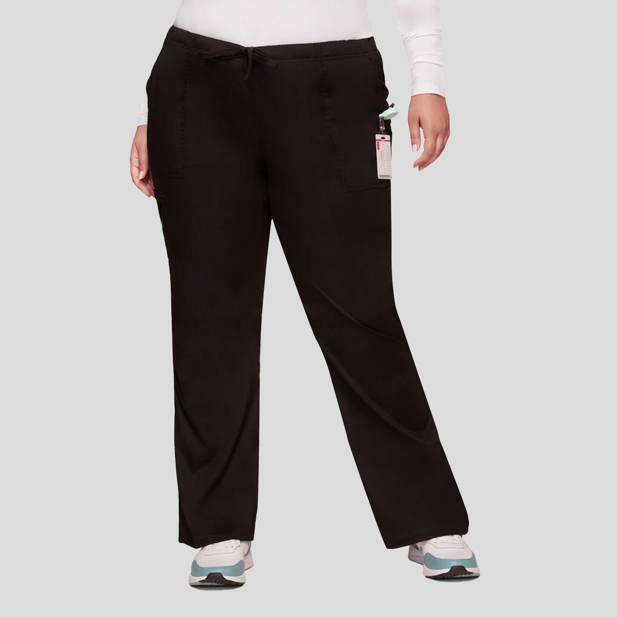 Flare Leg Drawstring Scrub Pant | Black