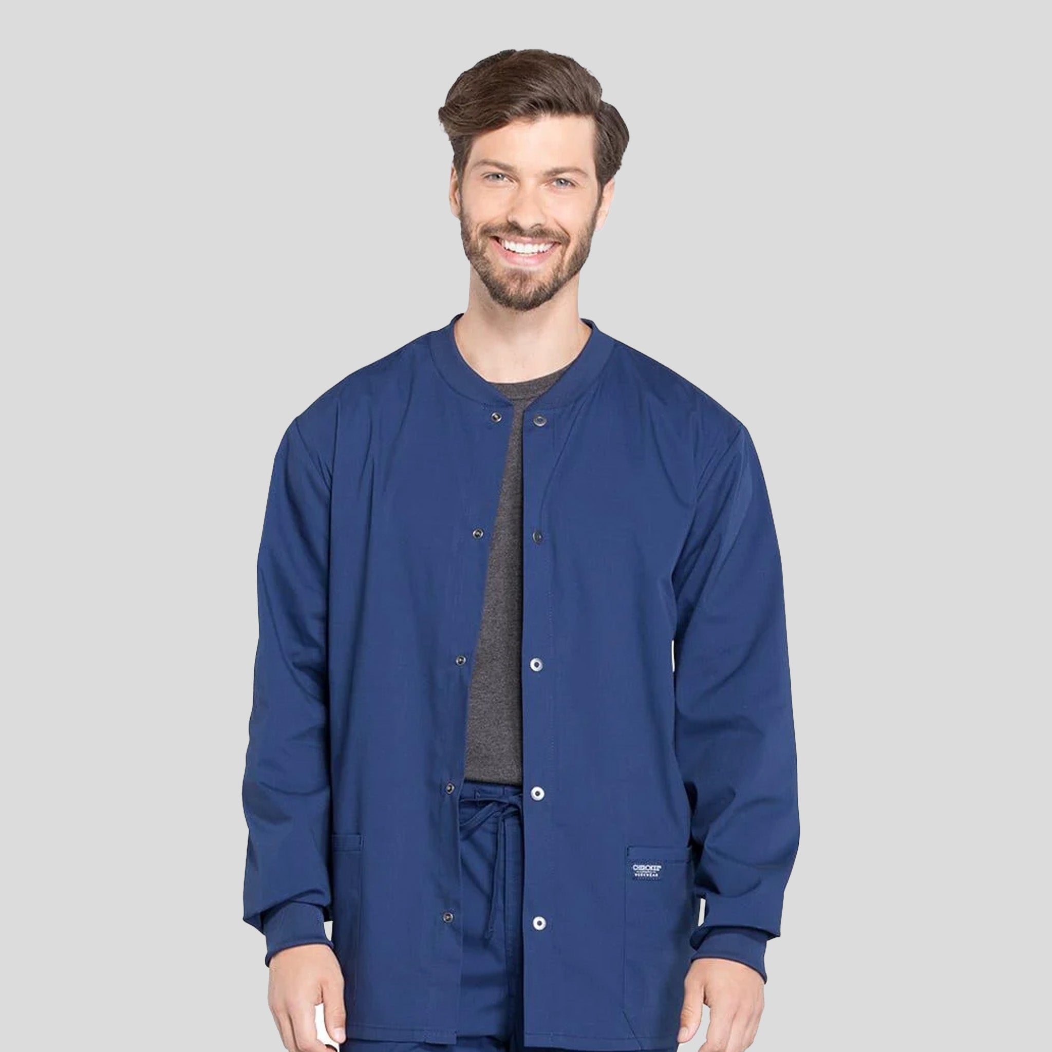 Men's Snap Front Warm-Up Jacket | Navy