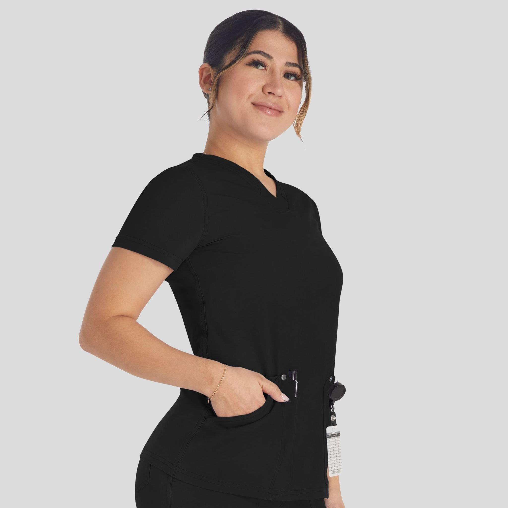 Women's V-Neck Scrub Top | Black