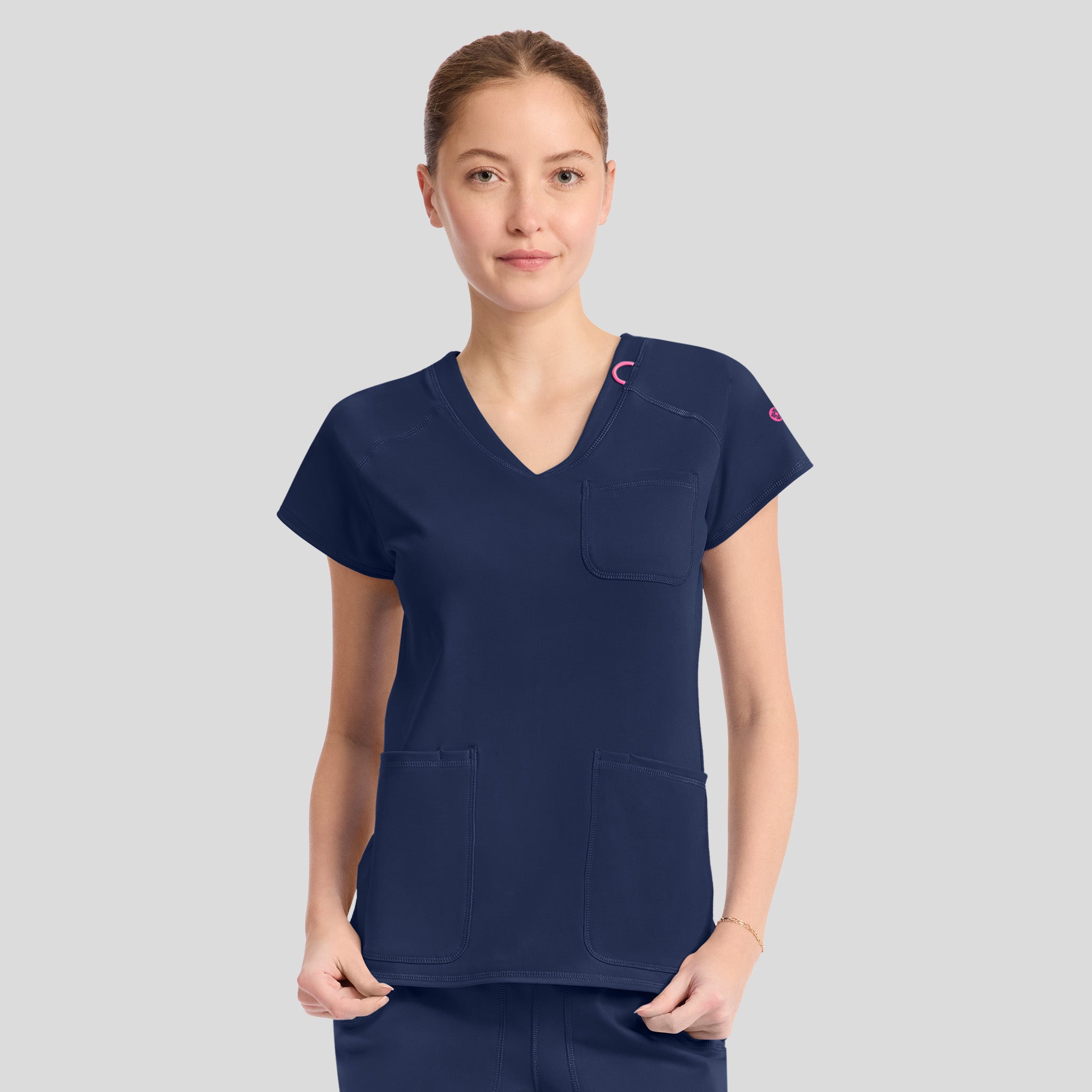 3-Pocket STRETCH V-Neck Scrub Top | Navy