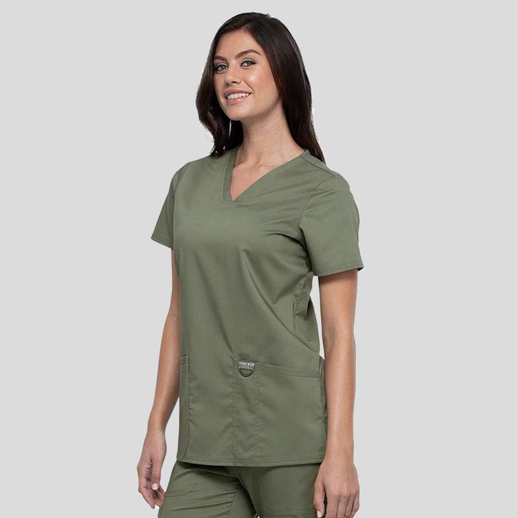 Women's V-Neck Solid Scrub Top | Olive
