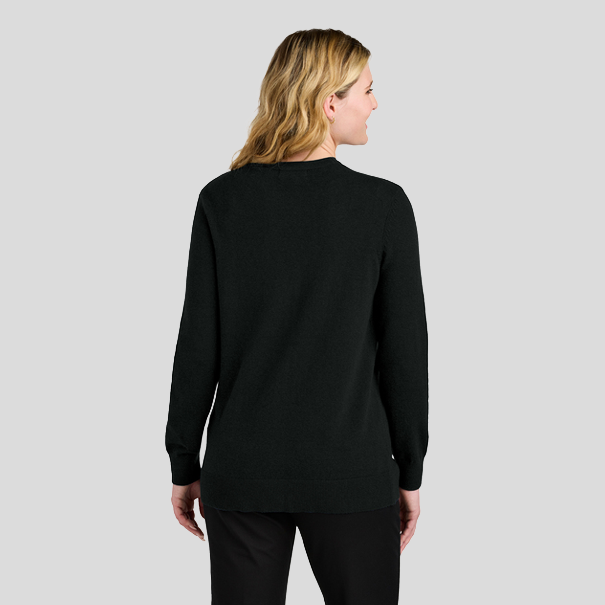 Womenβs Easy Care Button-Up Cardigan Sweater | Deep Black