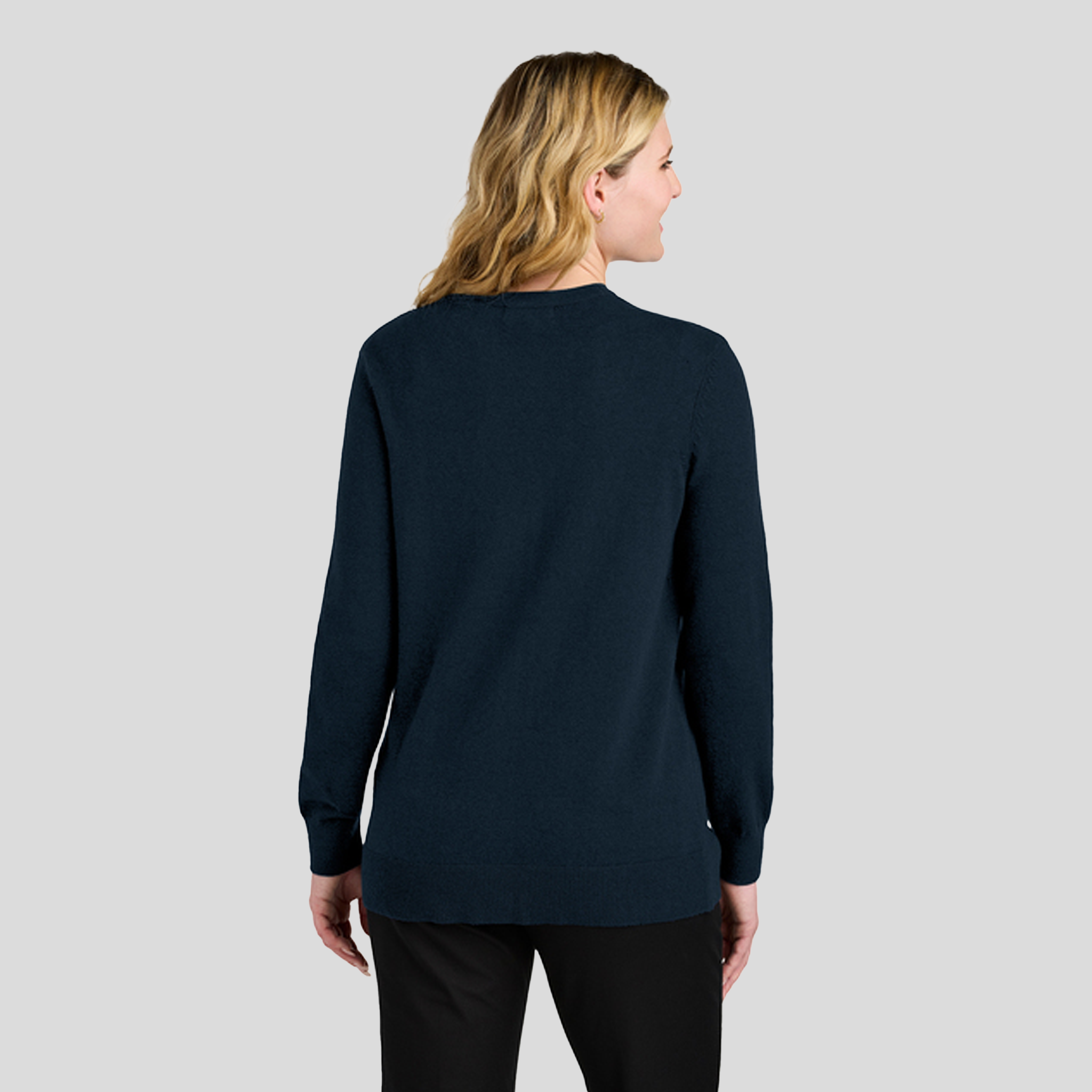Womenβs Easy Care Button-Up Cardigan Sweater | River Blue Navy