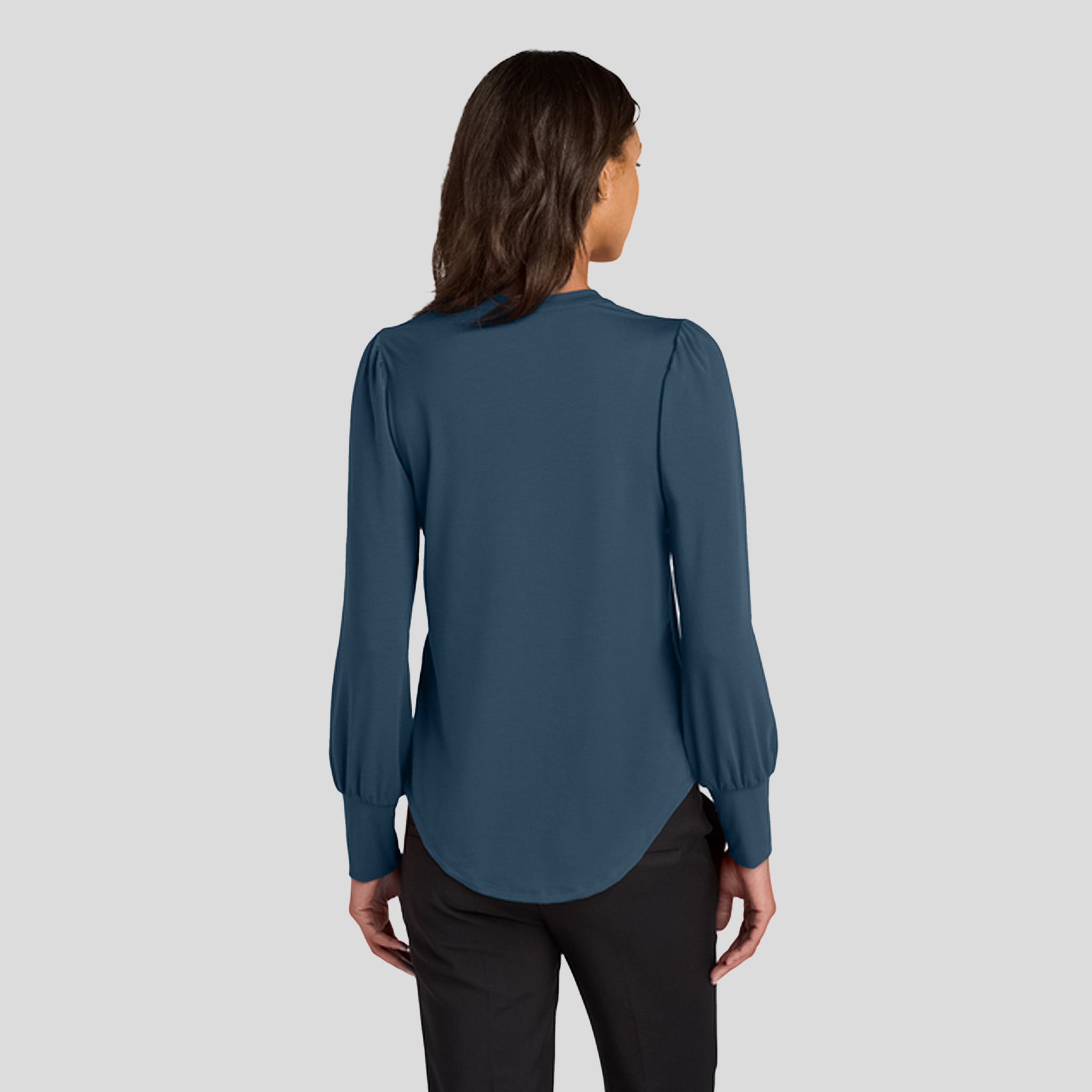 Womenβs Stretch Jersey Long Sleeve Blouson Top | Insignia Blue