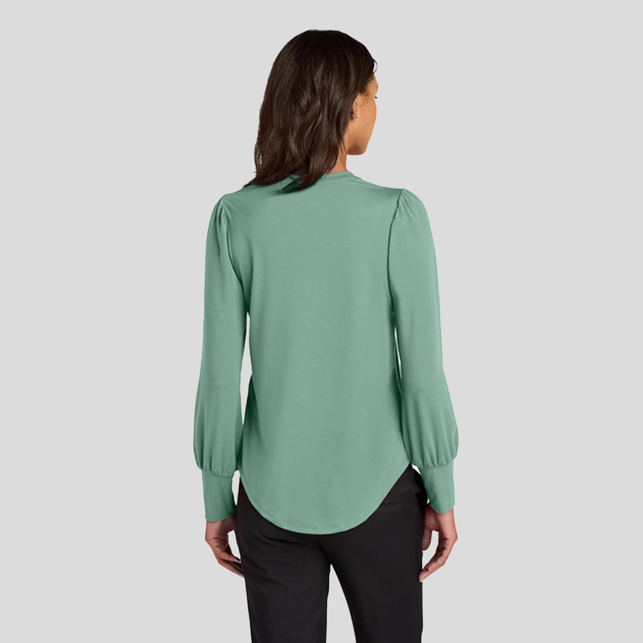 Womenβs Stretch Jersey Long Sleeve Blouson Top | Sage