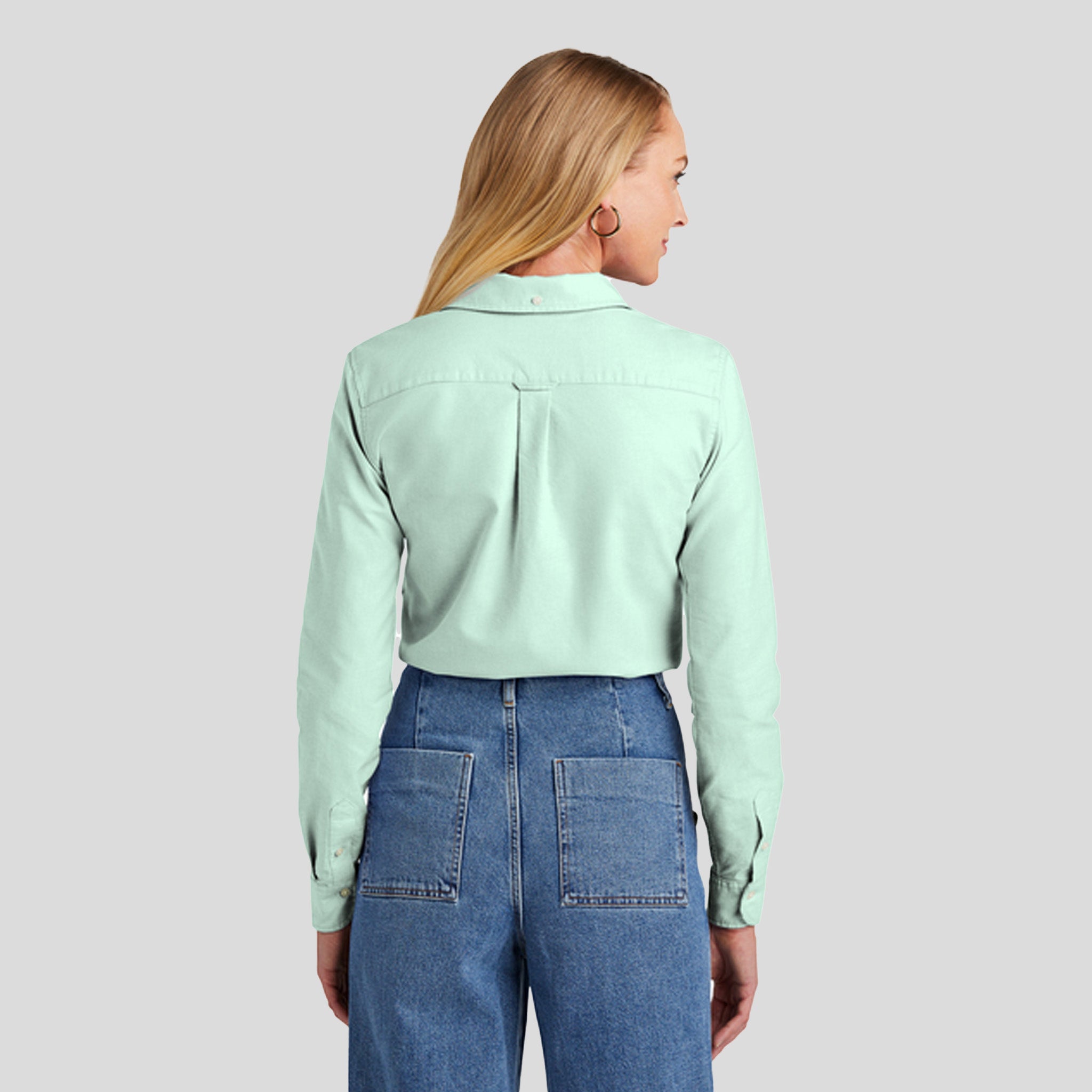 Womenโs Casual Oxford Cloth Shirt | Soft Mint