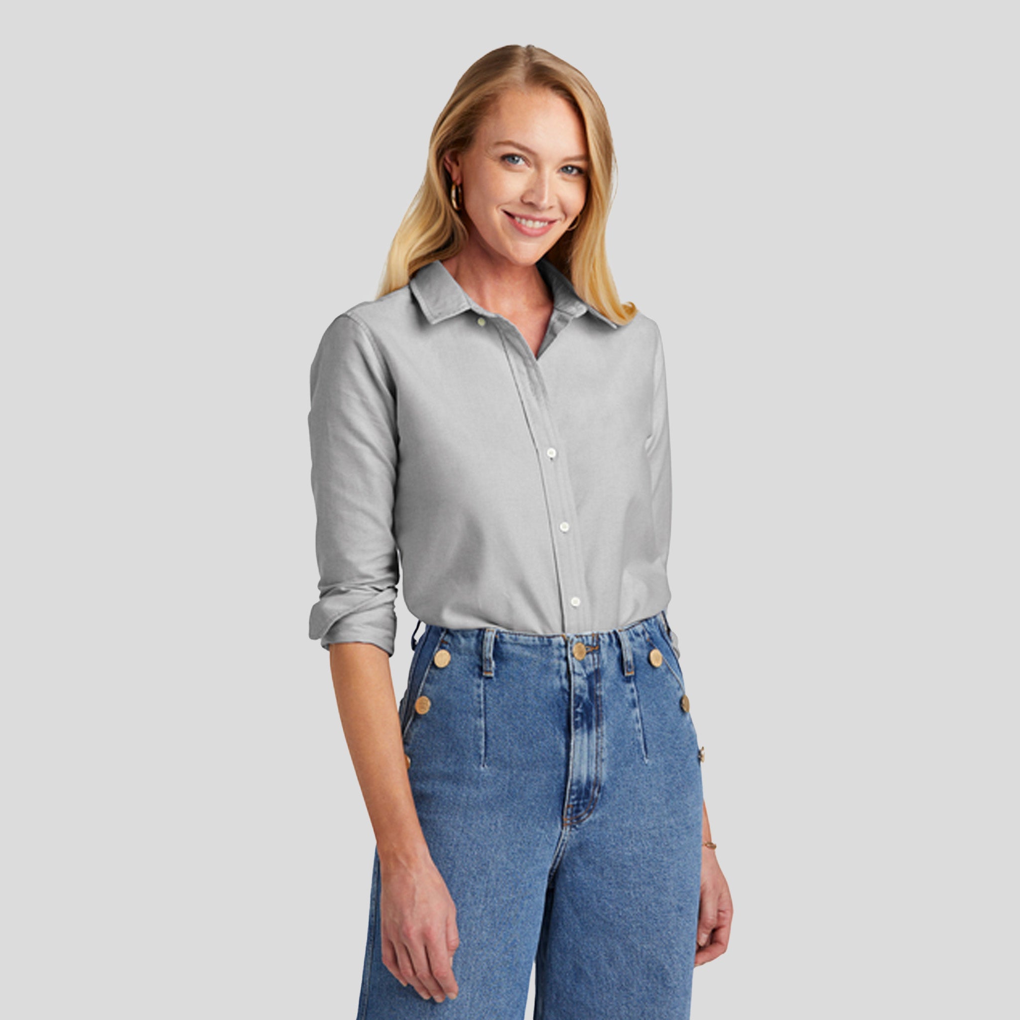 Womenโs Casual Oxford Cloth Shirt | Windsor Grey
