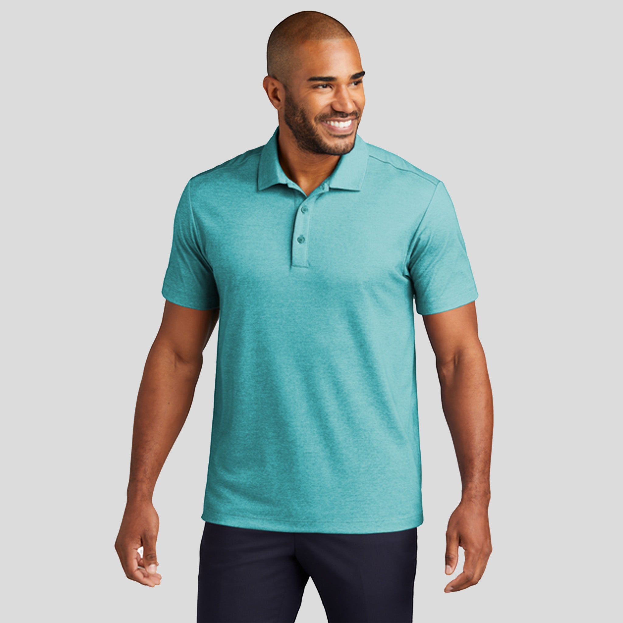 Fine Pique Blend Polo | Dark Teal Heather