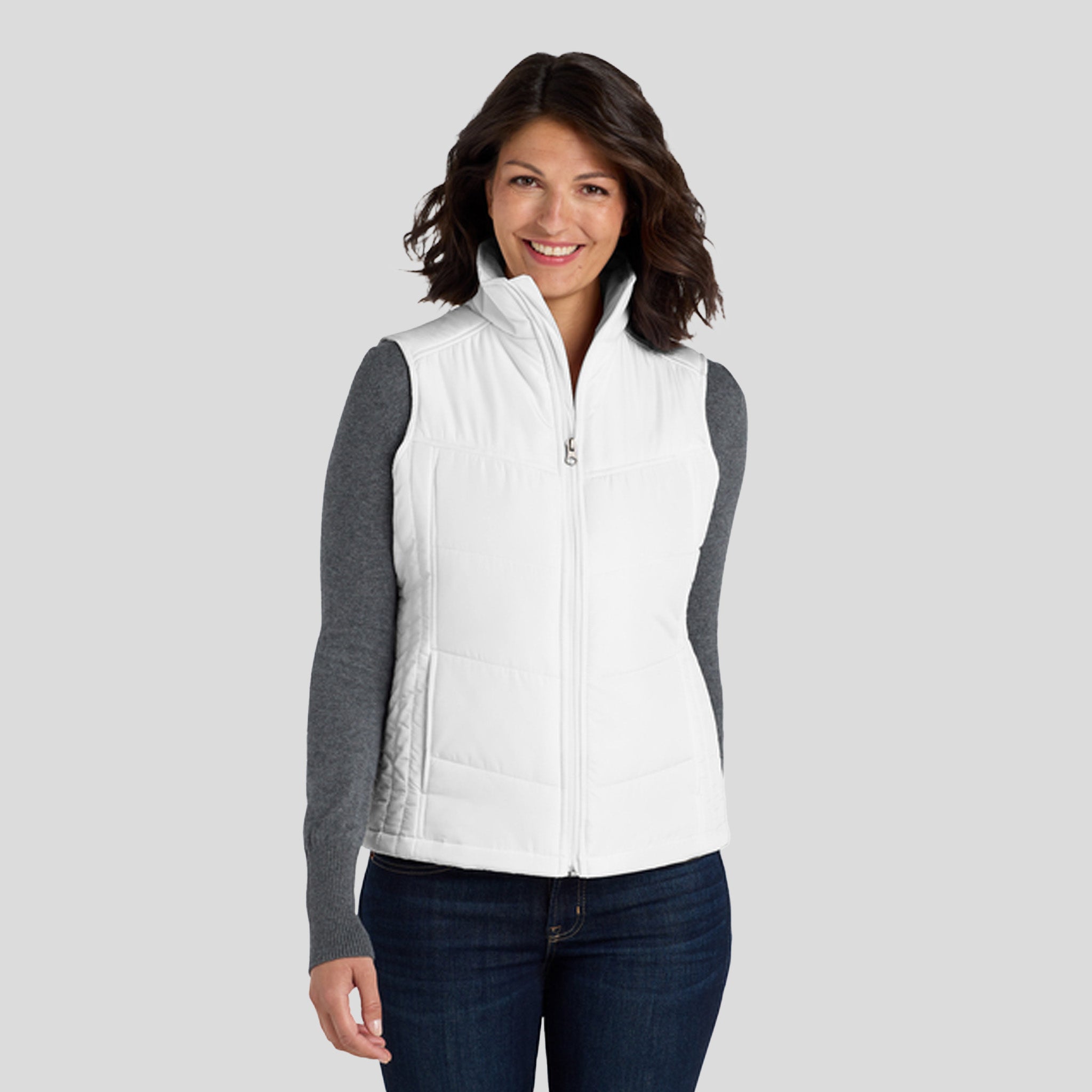 Women's Puffy Vest | White/Dark Slate