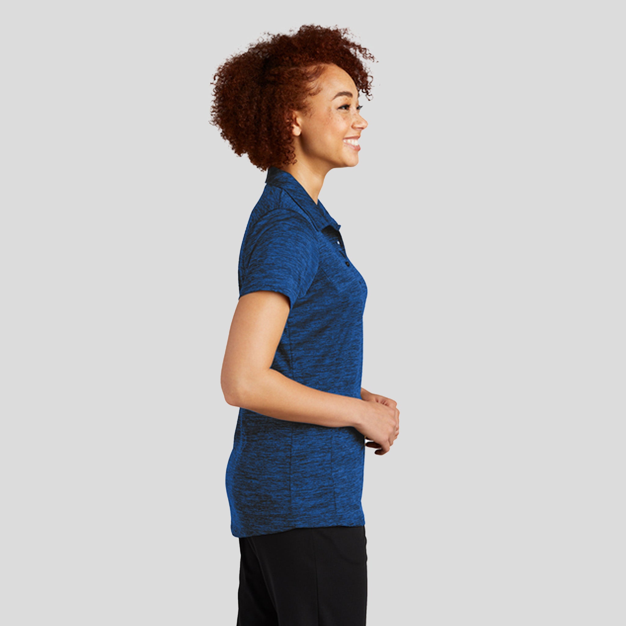 Women's PosiCharge® Electric Heather Polo | Dark Royal-Black Electric