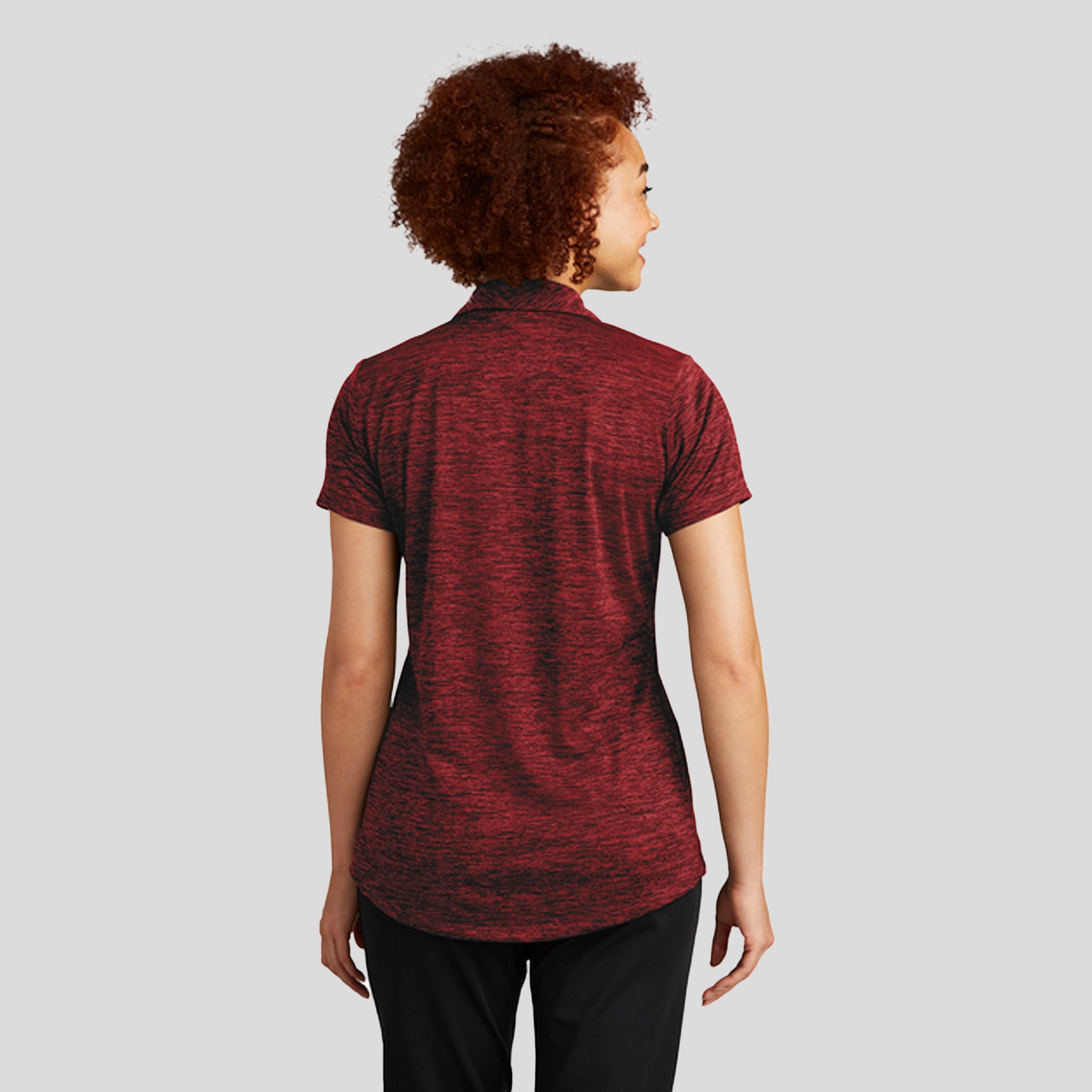 Women's PosiCharge® Electric Heather Polo | Deep Red/ Black Electric