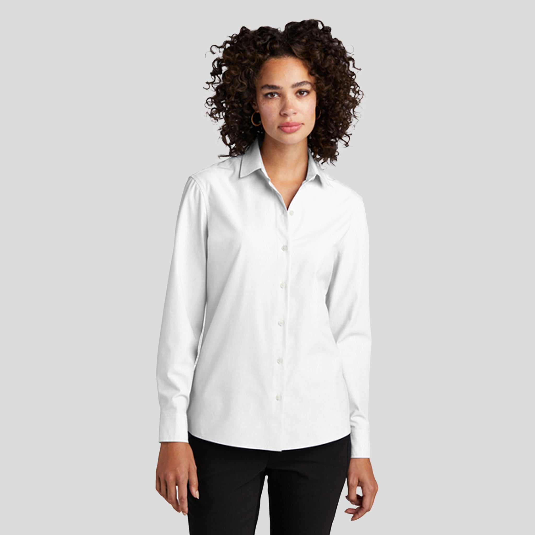 Womenβs Long Sleeve Stretch Woven Shirt | White