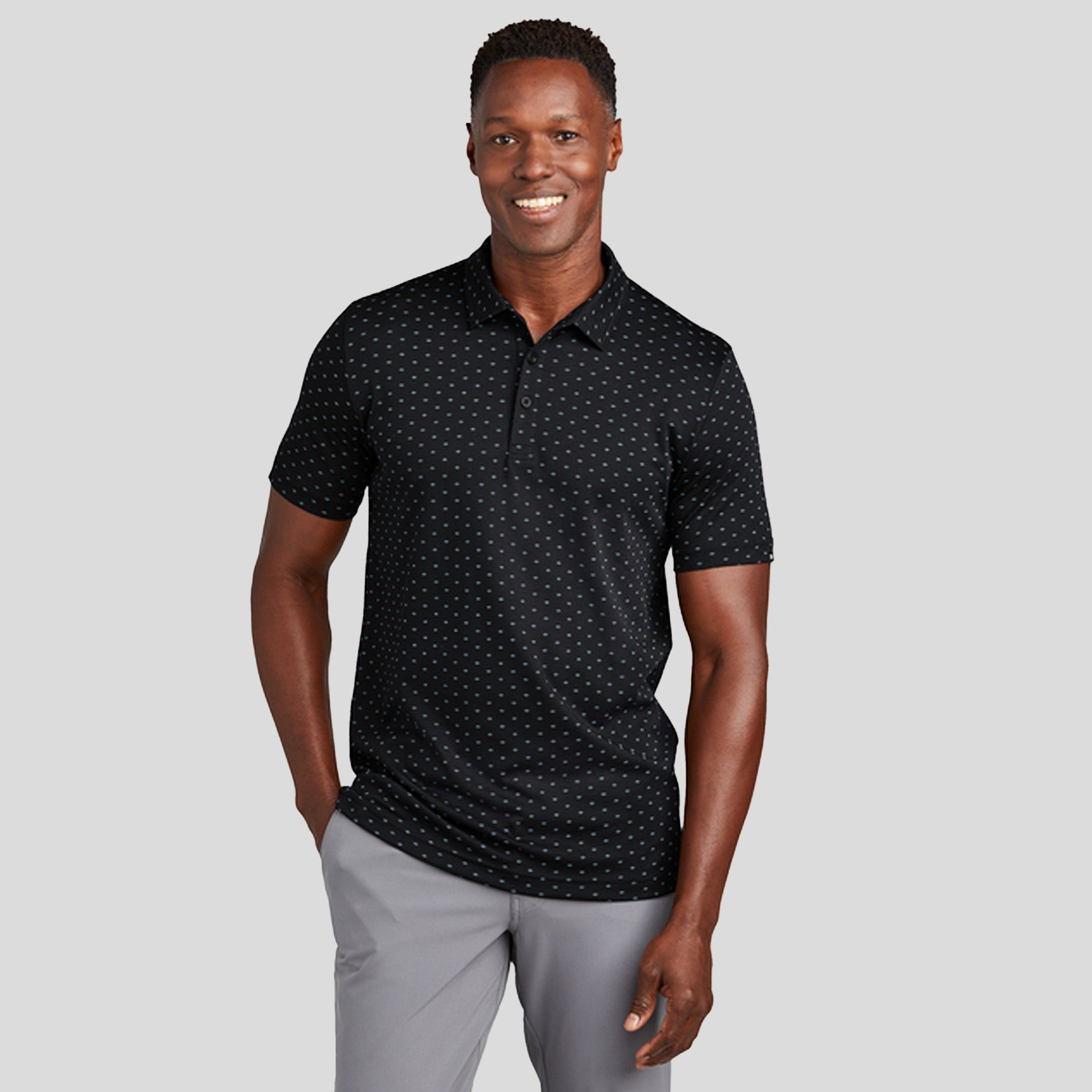 Oceanside Geo Polo | Black/ Aegean Blue