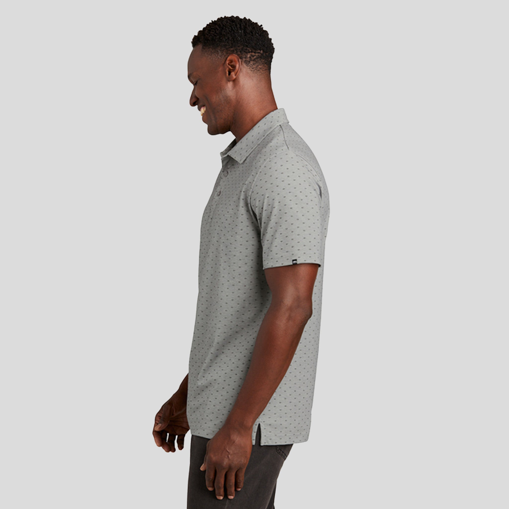 Oceanside Geo Polo | Quiet Shade Grey Heather/ Dark Grey
