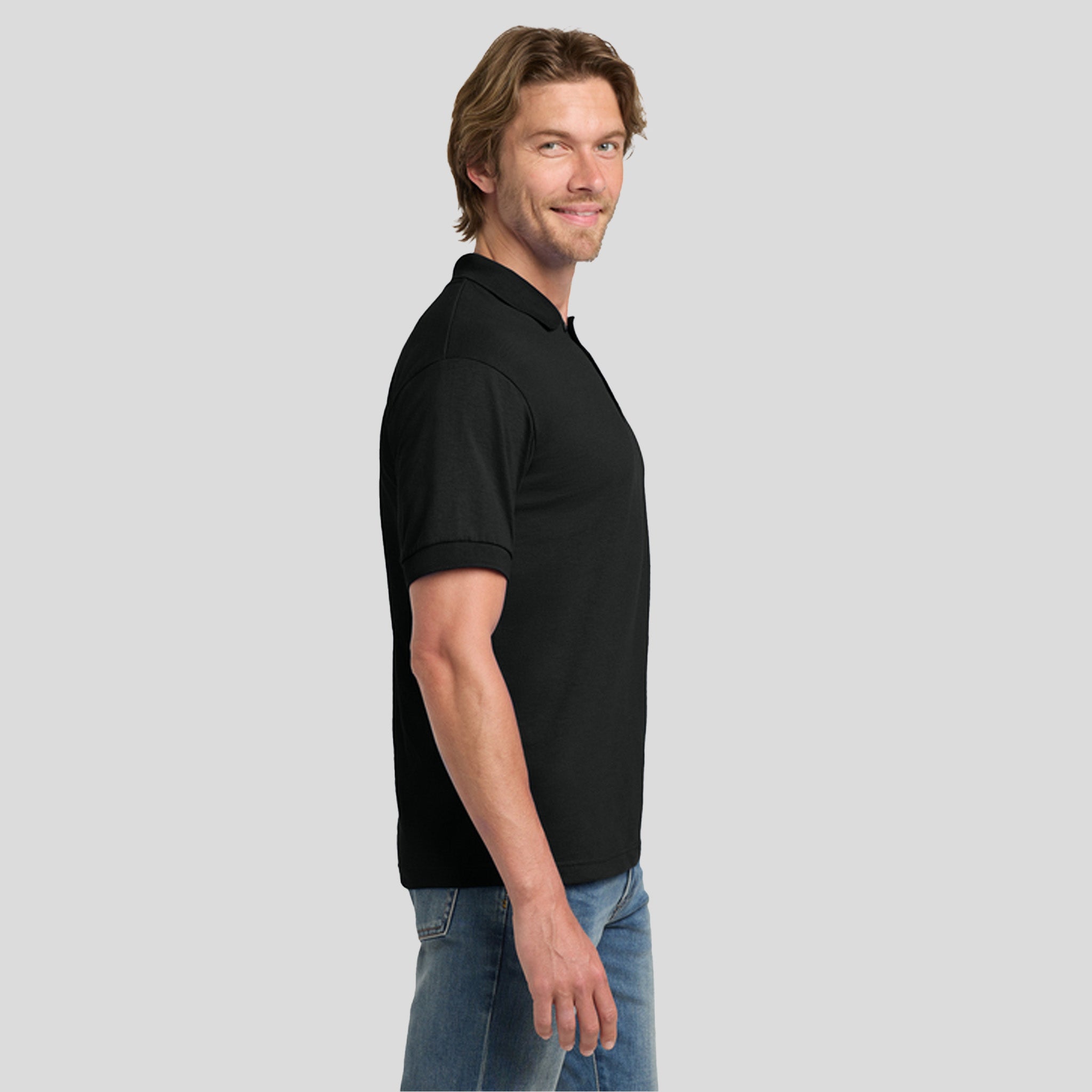 DryBlend® 6-Ounce Jersey Knit Sport Shirt | Black