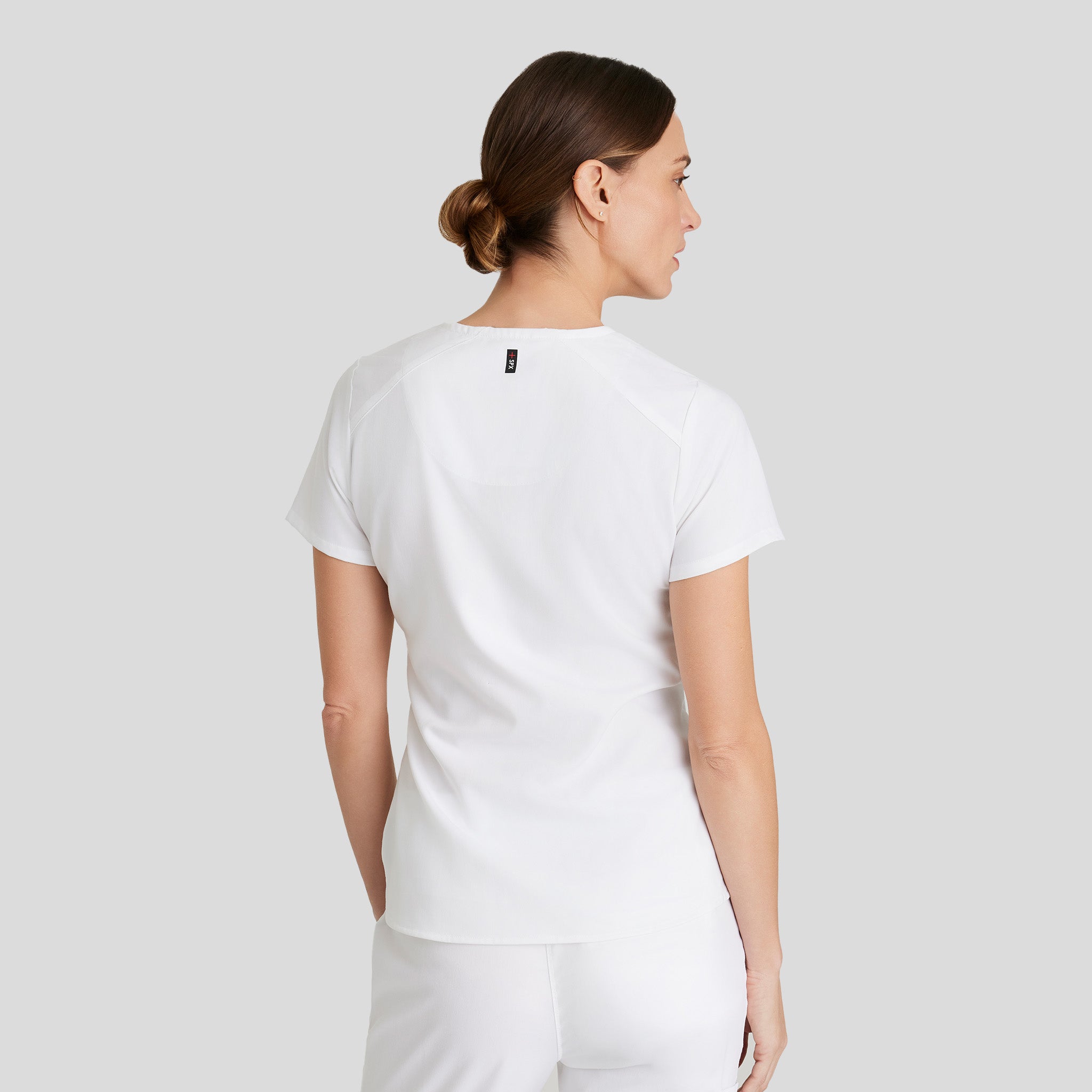 Emma 4-Pocket V-Neck Scrub Top | White