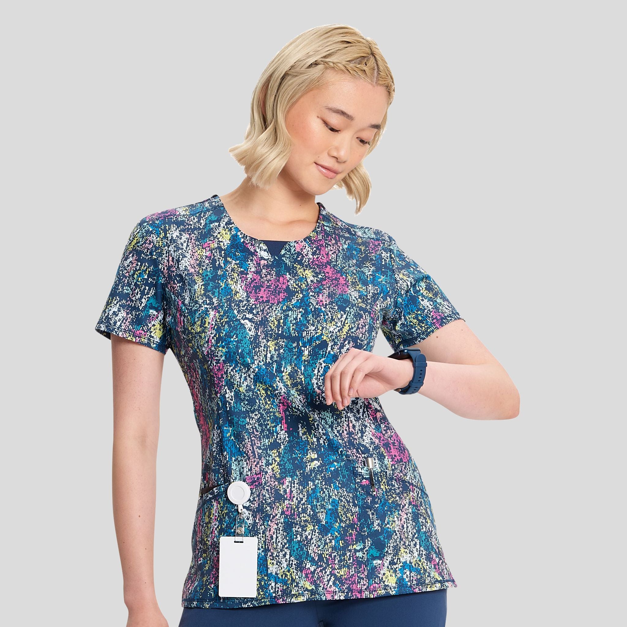 Colorful Distress Print Top