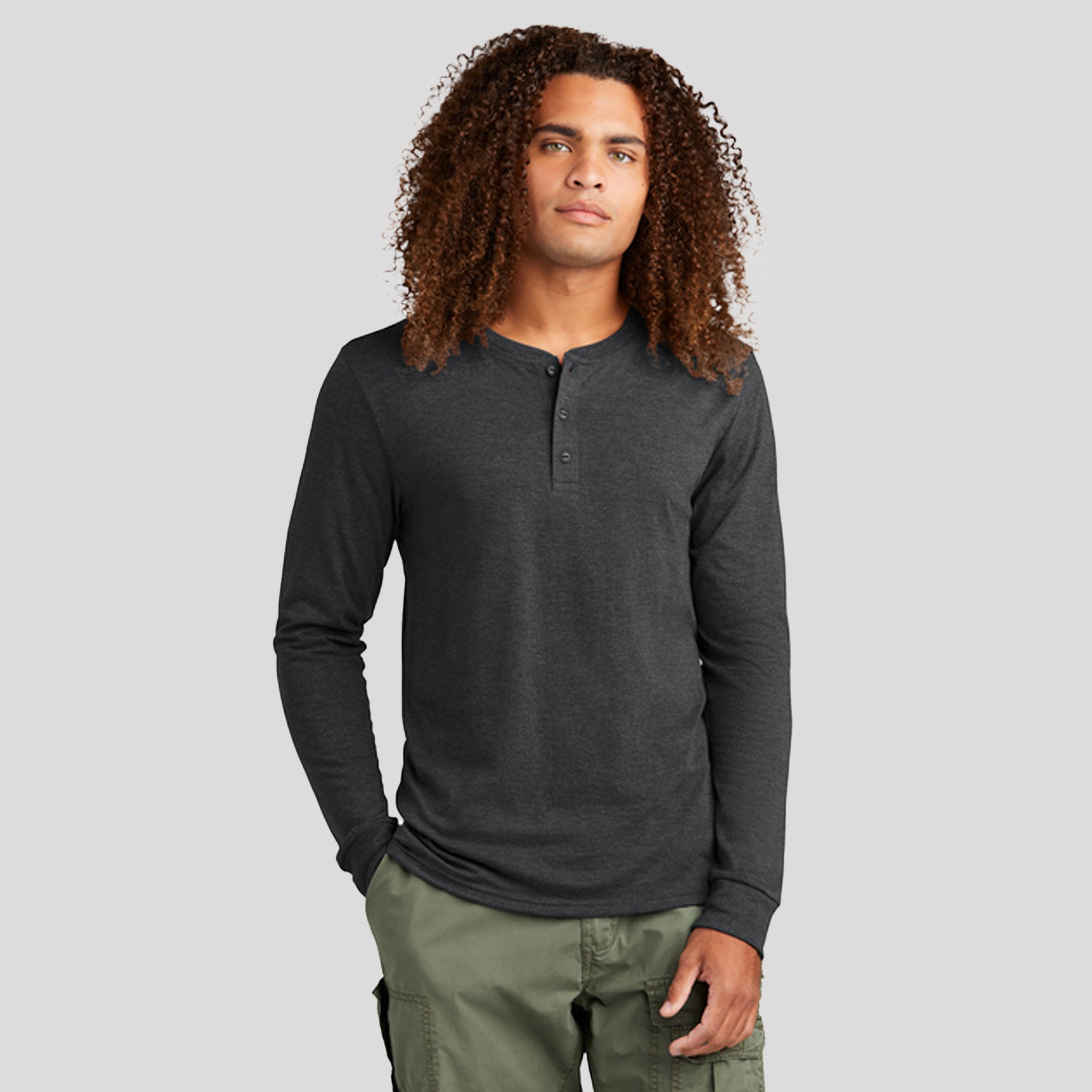 Perfect Tri® Long Sleeve Henley | Black Frost