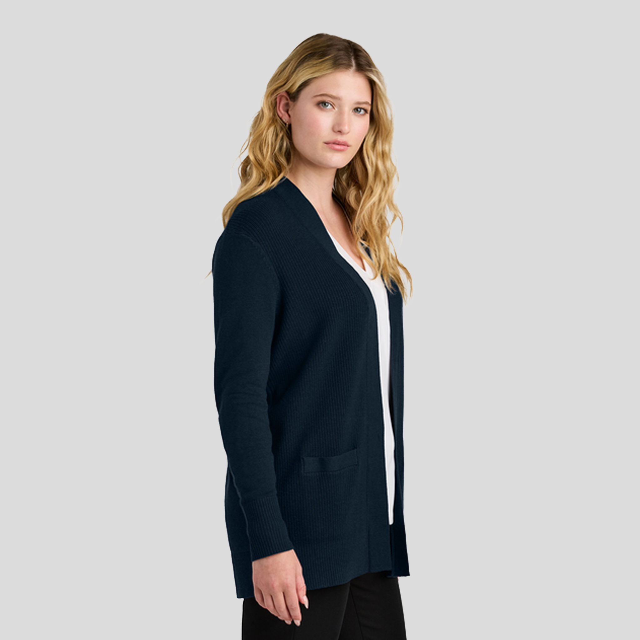 Women’s Easy Care Open-Front Cardigan Sweater | River Blue Navy