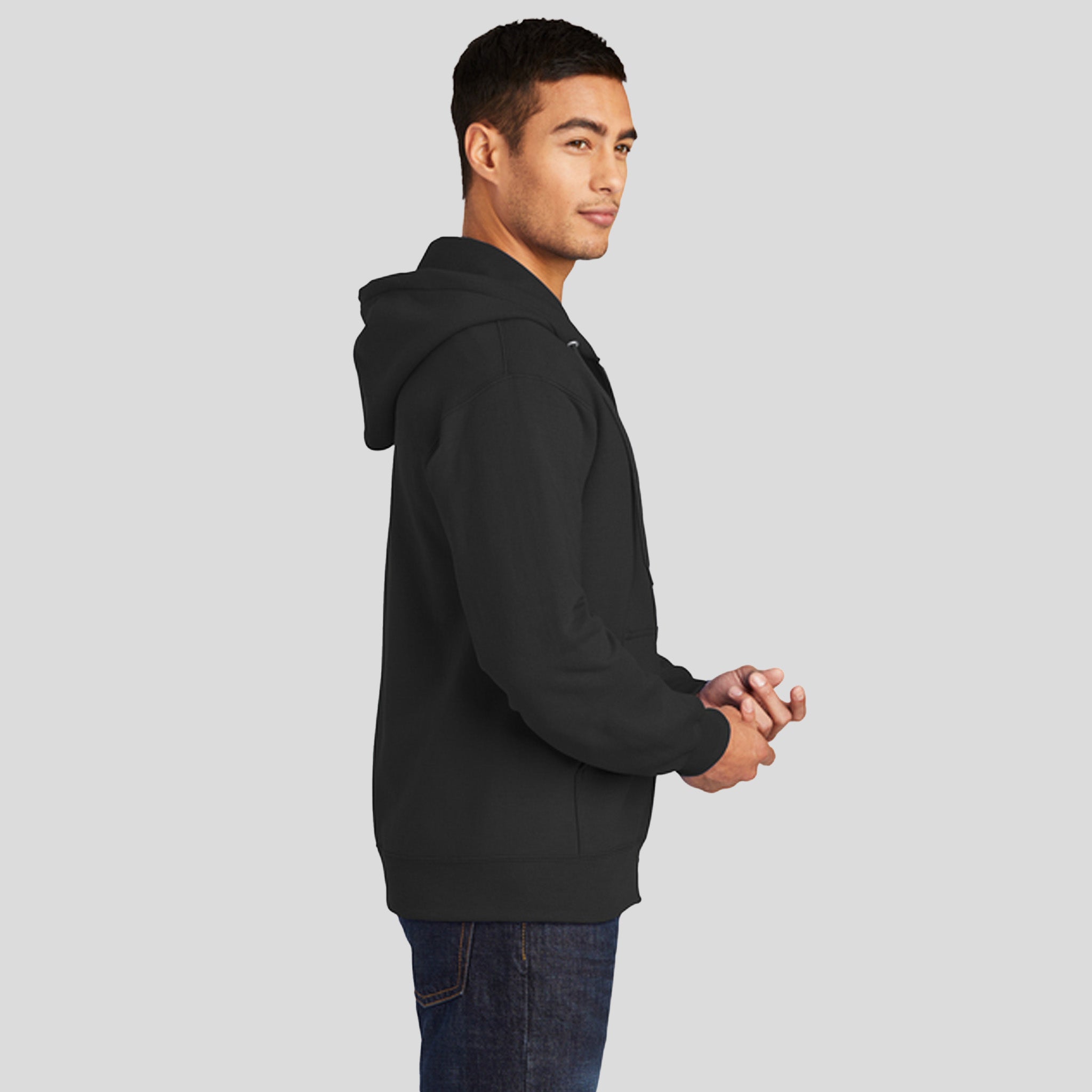 Essential Fleece Full-Zip Hooded Sweatshirt | Jet Black