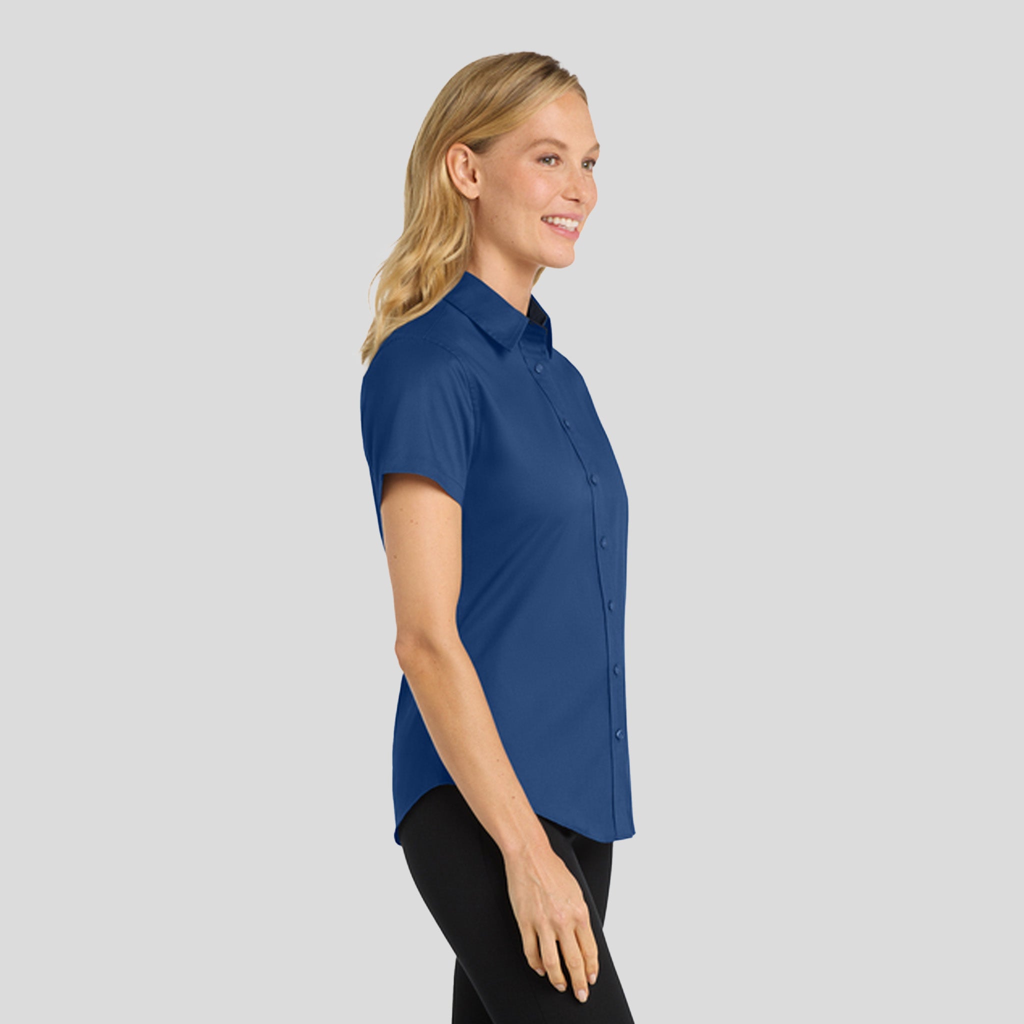 Women's Short Sleeve Easy Care Shirt | Royal/Classic Navy