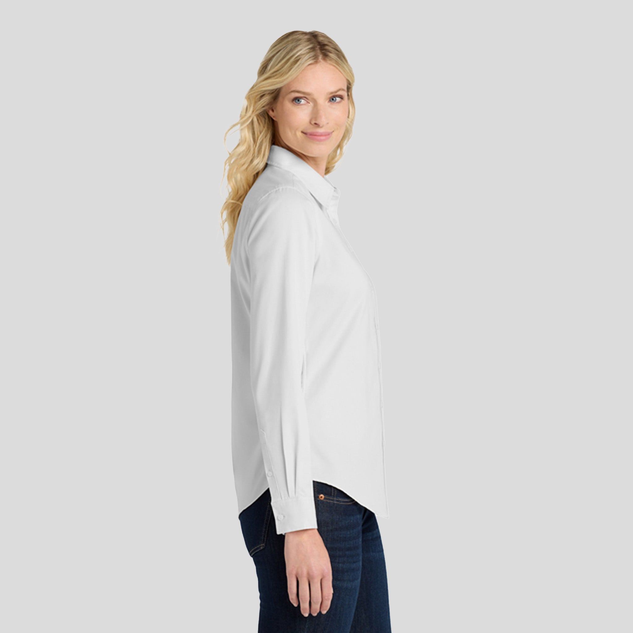 Women's Long Sleeve Easy Care Shirt | White/Light Stone