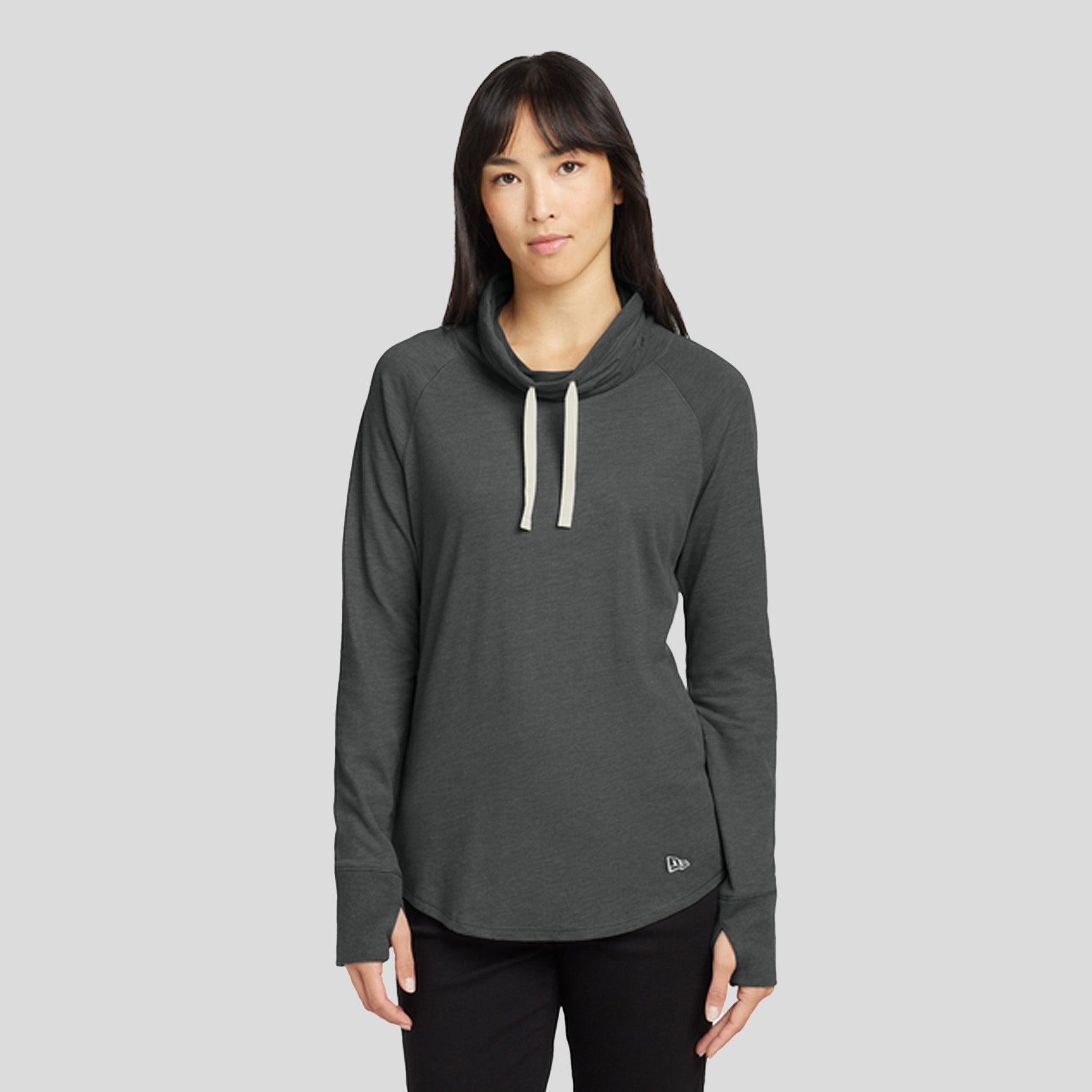 Women's Sueded Cotton Blend Cowl Tee | Black Heather
