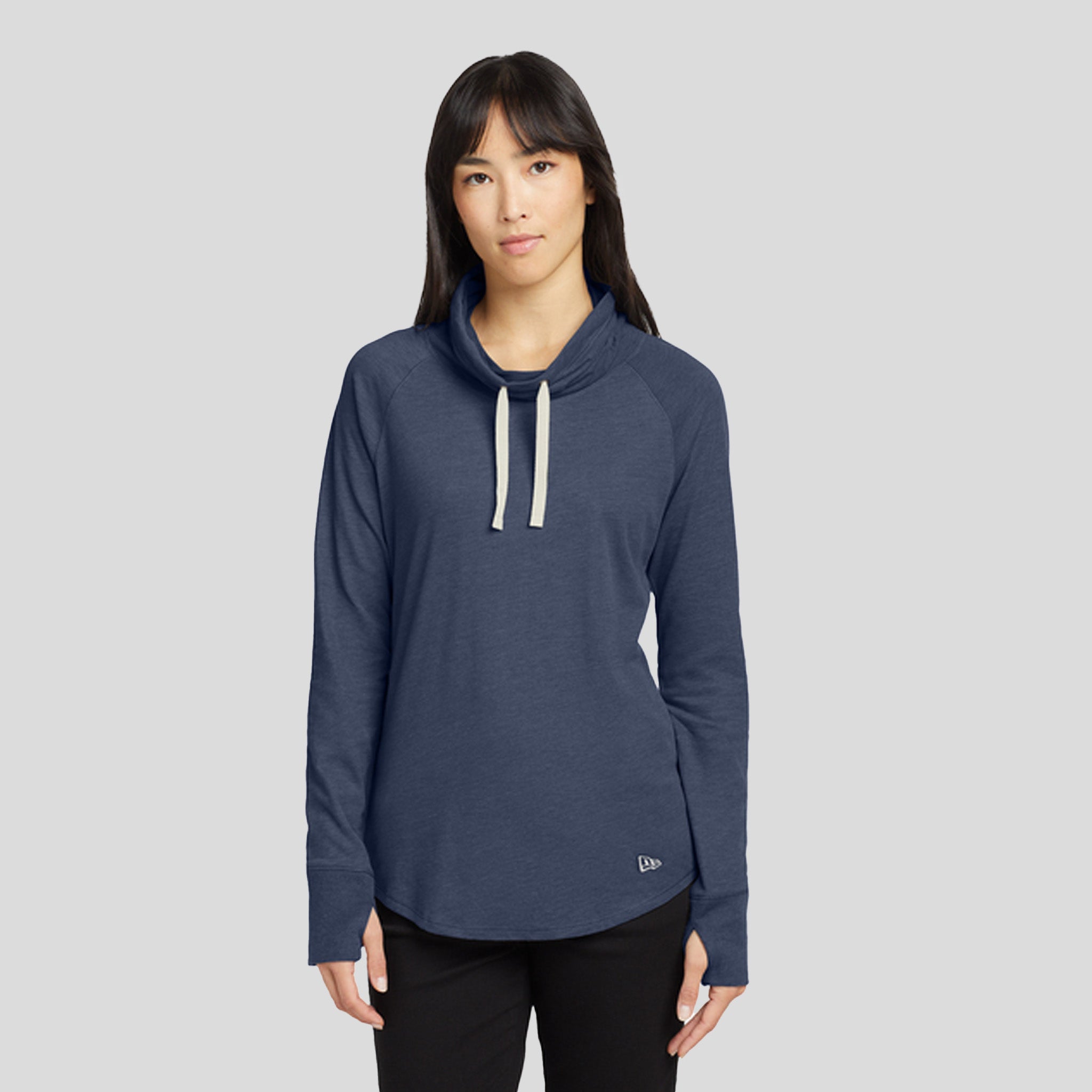 Women's Sueded Cotton Blend Cowl Tee | True Navy Heather