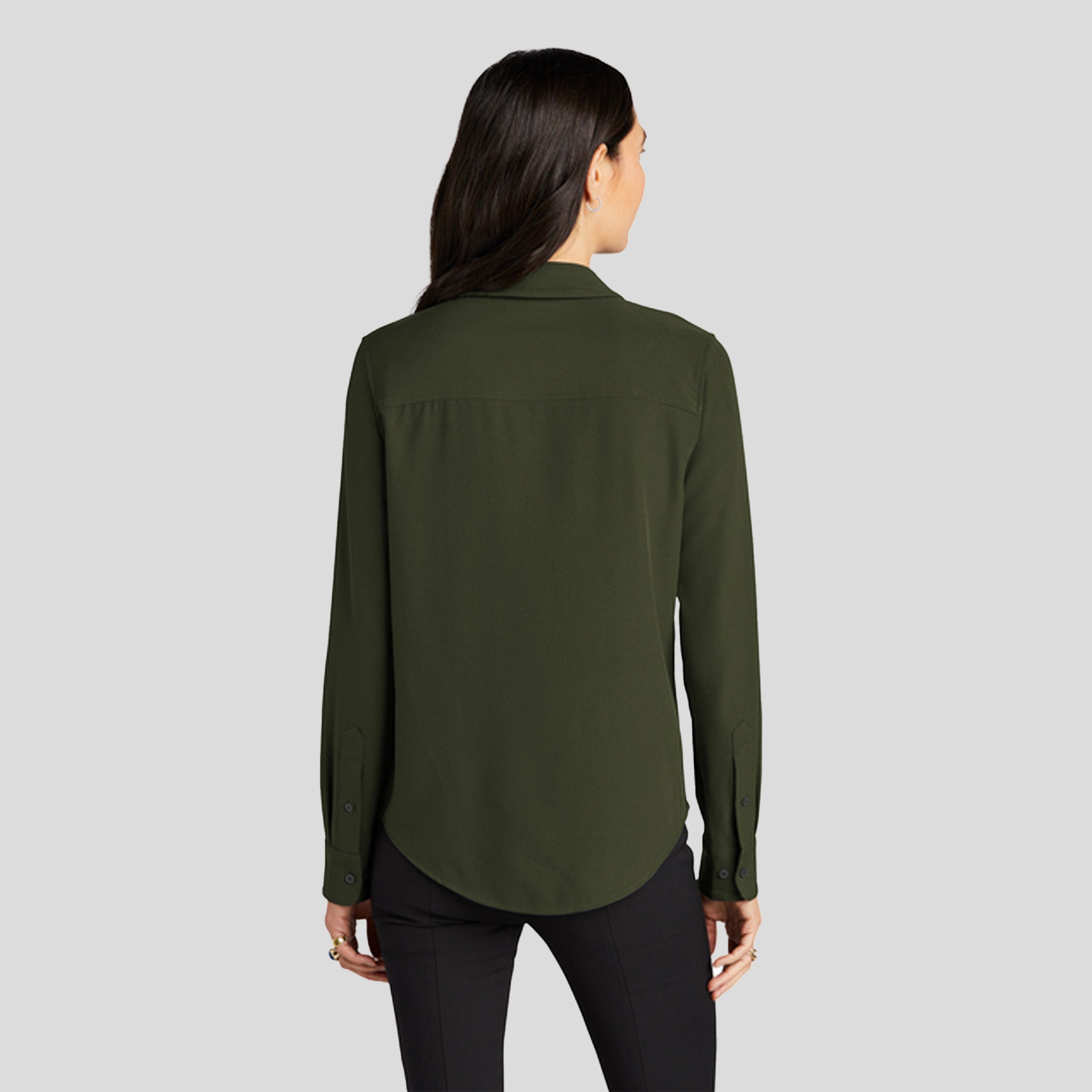 Women's Stretch Crepe Long Sleeve Camp Blouse | Townsend Green