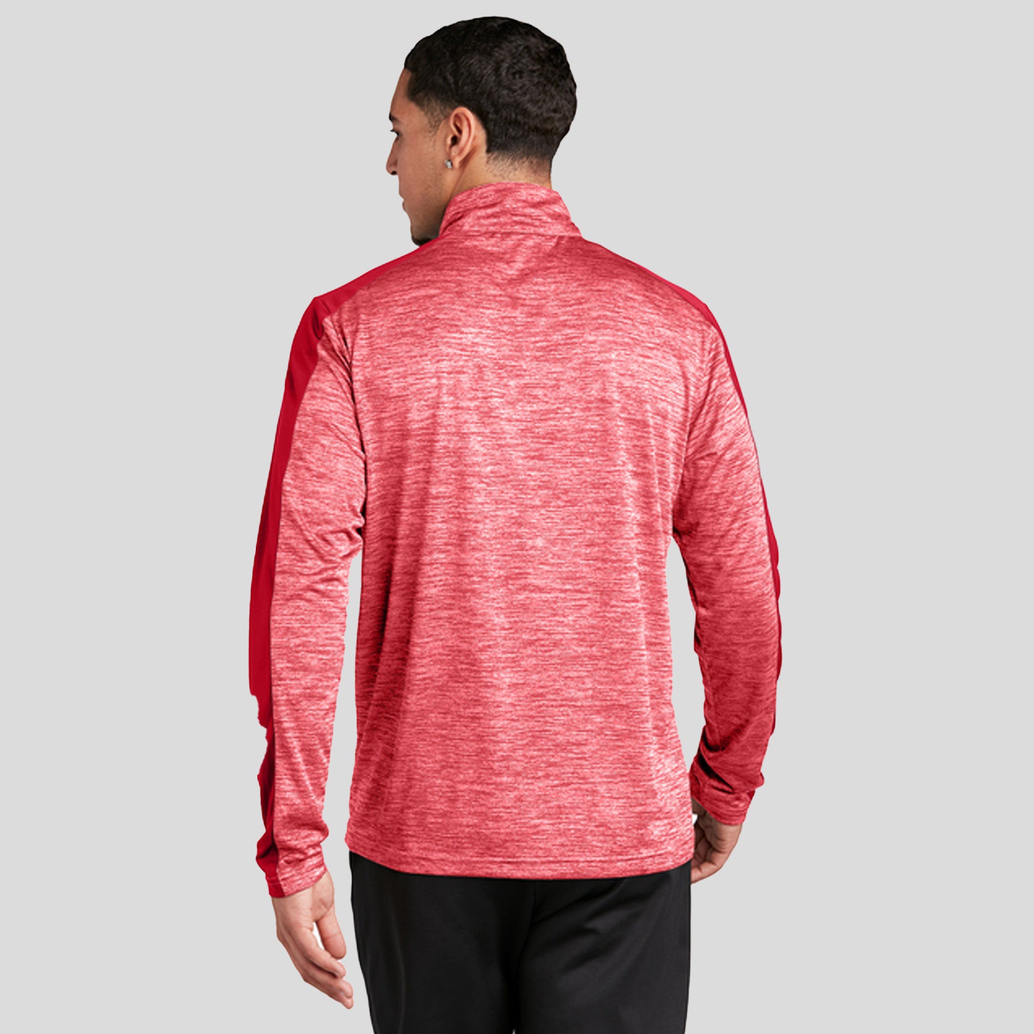 PosiCharge® Electric Heather Colorblock 1/4-Zip Pullover | Deep Red Electric/Deep Red