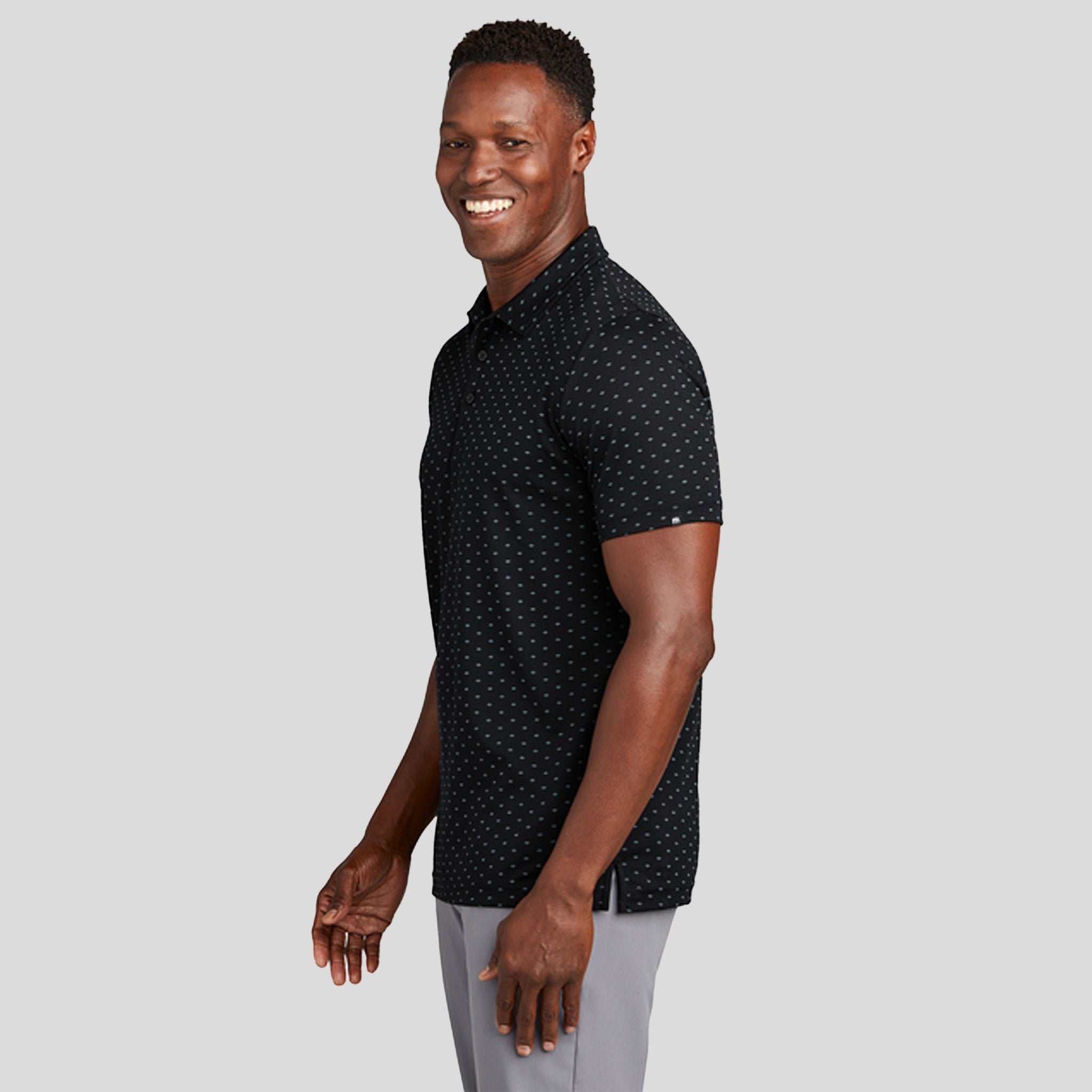 Oceanside Geo Polo | Black/ Aegean Blue